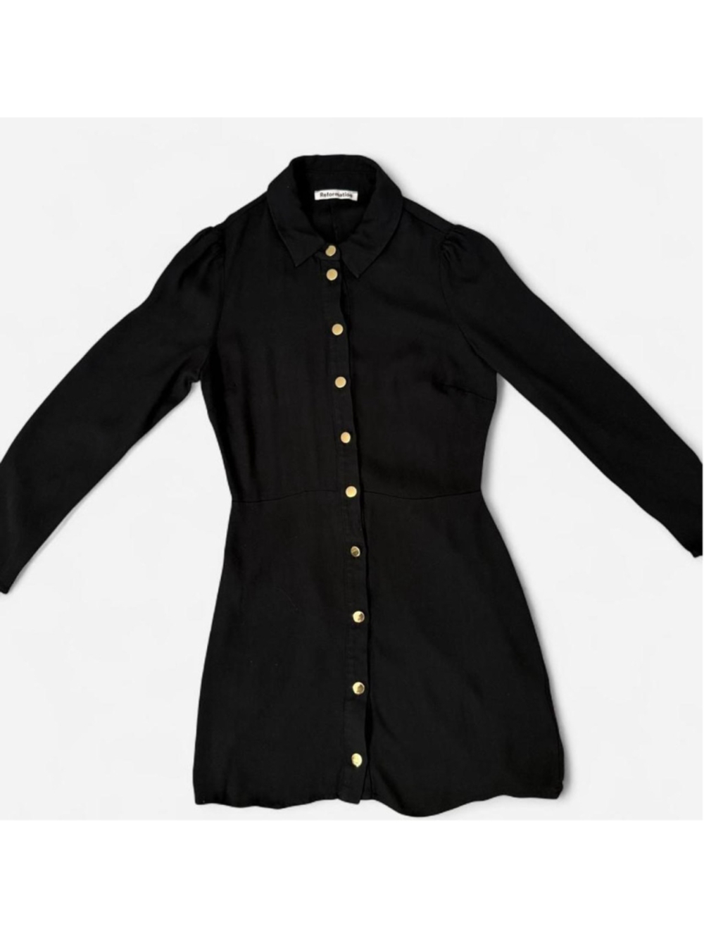 Reformation Black Hugh Mini Dress - Size 6 - Picture 8 of 8